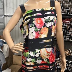 Adrianna Papell Floral Midi Dress - Black and Multicolor